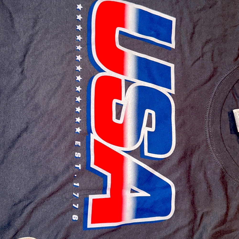 Men’s Fruit of the Loom, USA T-shirt, gray new without tags size large